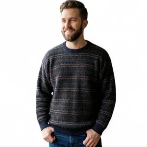 Vintage R&R Classics Striped Knit Grandpacore Sweater Made in Canada Size M